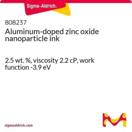Aluminum-doped zinc oxide nanoparticle ink, 2.5 wt. %, viscosity 2.2 cP, work function -3.9 eV - Sigma-Aldrich